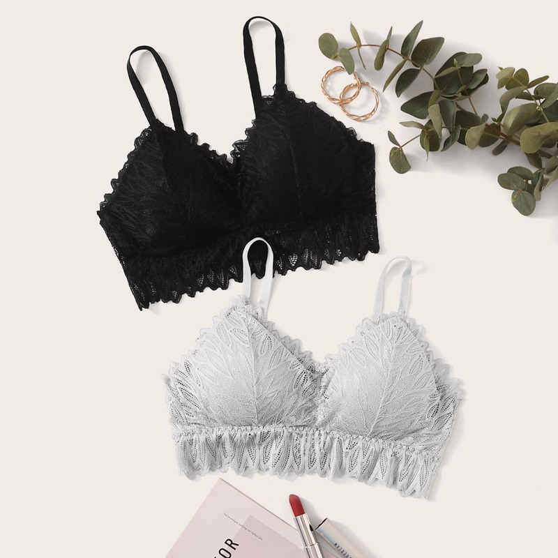 

2pack Leaf Lace Bra Set, Multicolor
