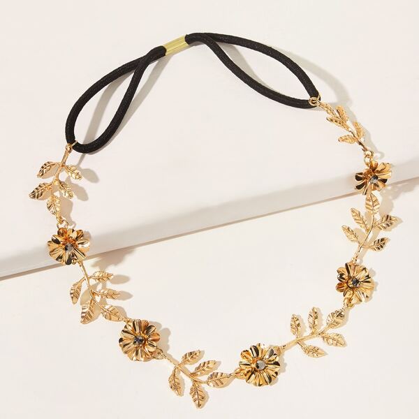 

Metal Floral Decor Headband, Gold