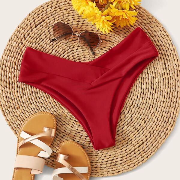 

Plain High Cut Bikini Panty, Red