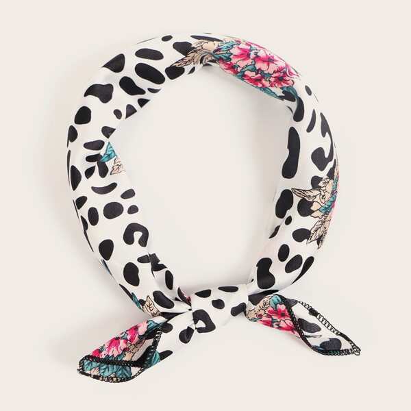 

Floral & Leopard Pattern Bandana, Multicolor