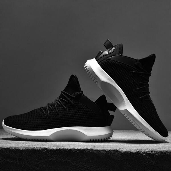 

Men Lace-up Front Knit Sneakers, Black
