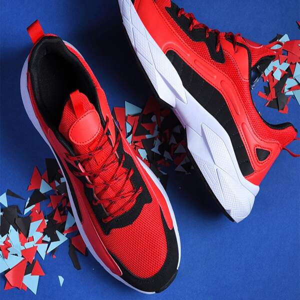 

Men Two Tone Mesh Trainer, Red