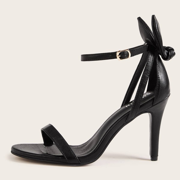 

Knot Decor Ankle Strap Stiletto Heels, Black