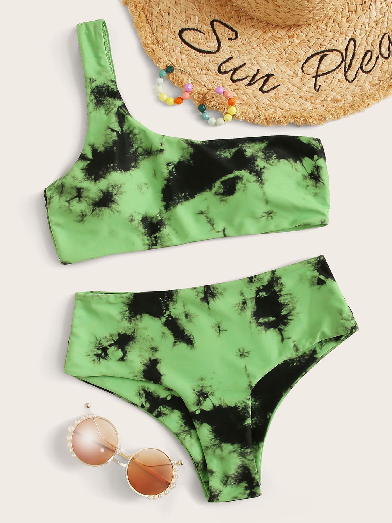 Tie dye one shoulder bikini Outlet