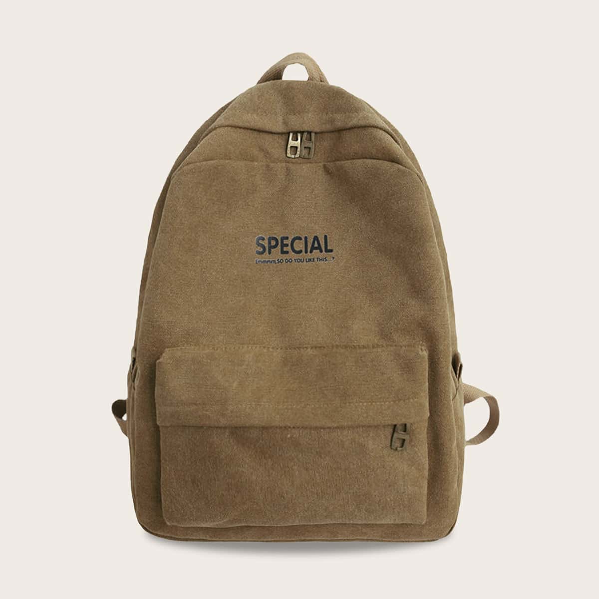 

Letter Graphic Canvas Backpack, Khaki