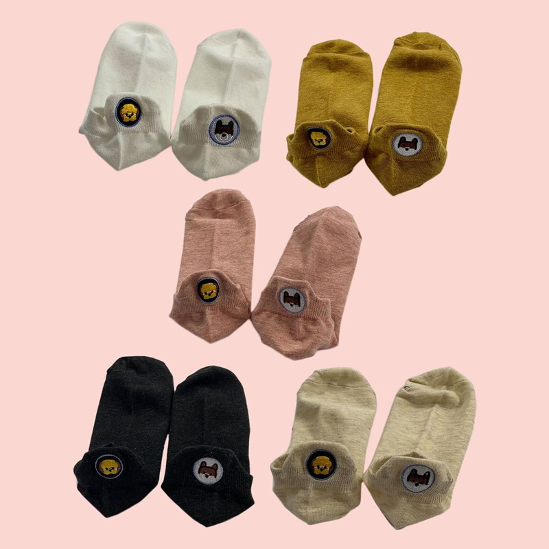 

5pairs Cartoon Embroidery Ankle Socks, Multicolor