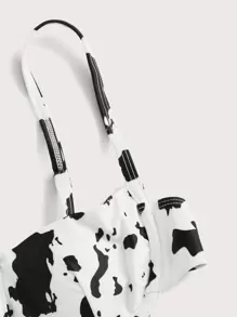 Bikini cortado alto top con estampado de dibujo con aro