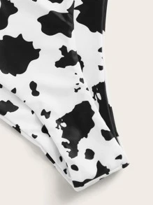 Bikini cortado alto top con estampado de dibujo con aro