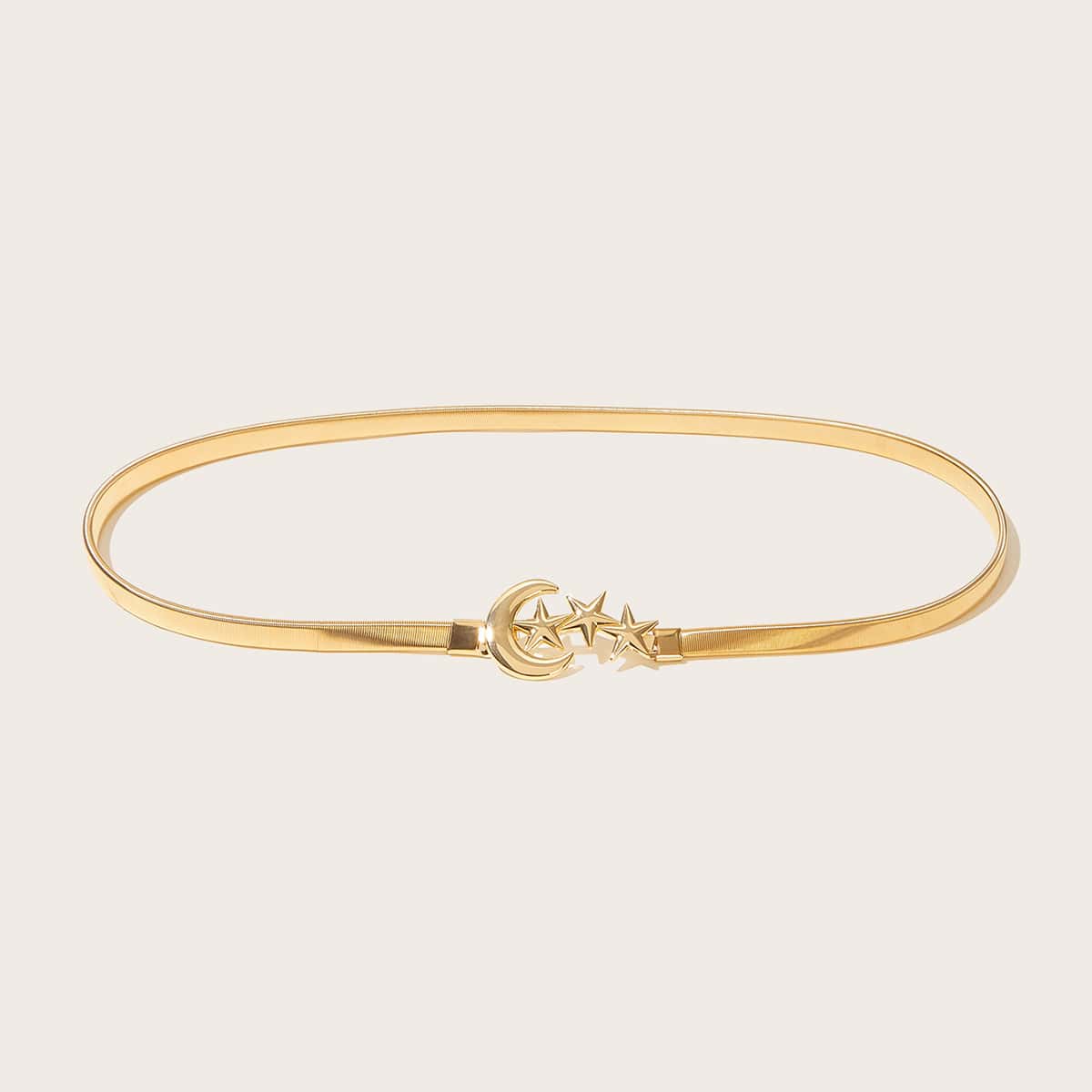 

Star & Moon Buckle Skinny Belt, Gold