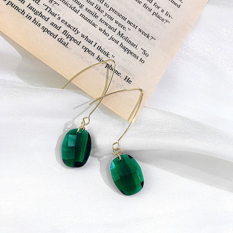 

1pair Gemstone Drop Earrings, Green