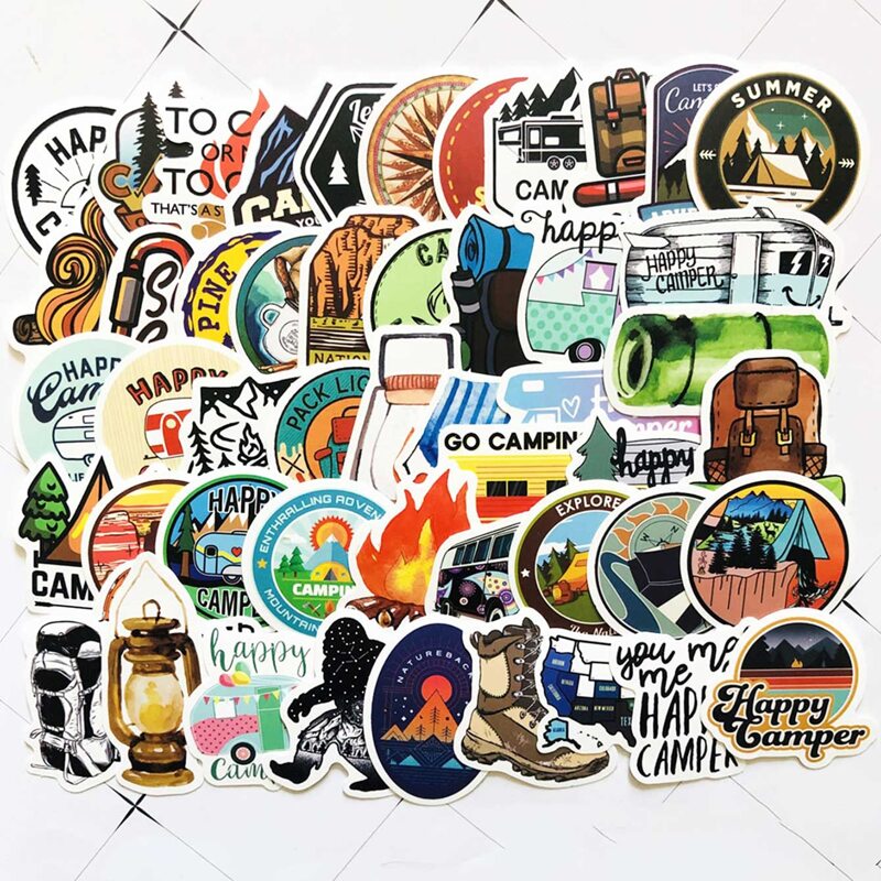 

50pcs Wild Camping Pattern Sticker, Multicolor