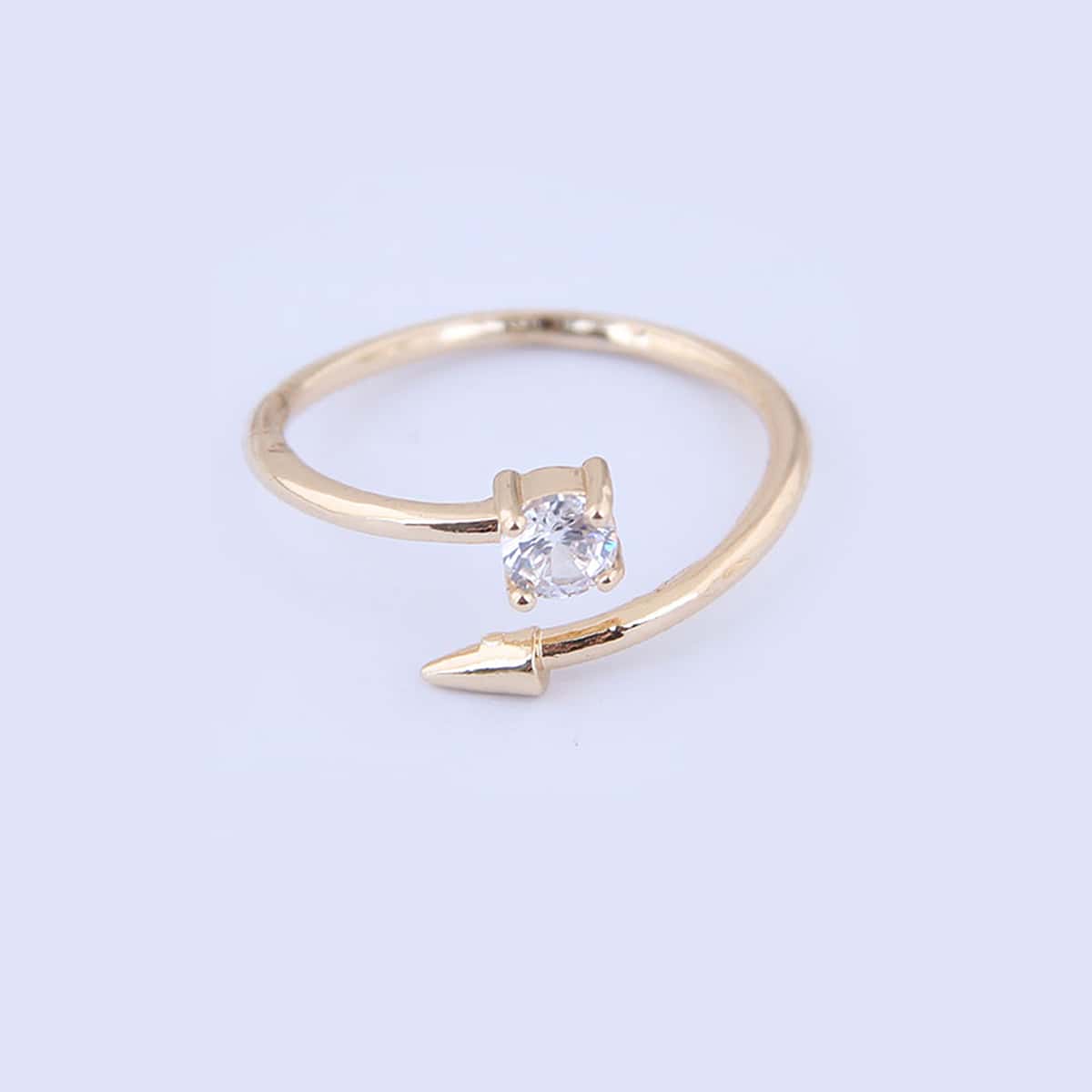 

1pc Rhinestone Engraved Ring, Gold