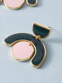 1pair Colorblock Geometric Drop Earrings - Multicolor - View 2