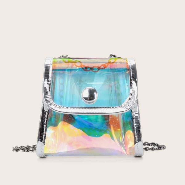 

Girls Clear Holographic Crossbody Bag, Multicolor