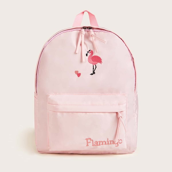 

Flamingo Pattern Zipper Front Backpack, Pink