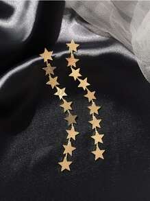 Andkiss 1pair Metal Star Charm Drop Earrings - Yellow Gold - View 1