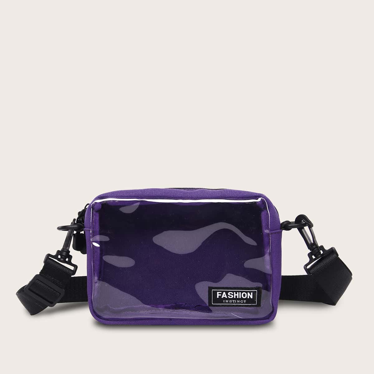 

Minimalist Zipper Detail Crossbody Bag, Purple