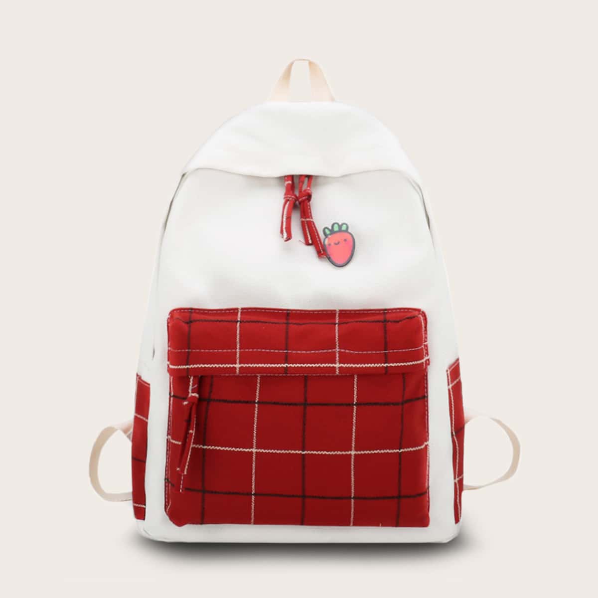 

Plaid Pattern Zipper Detail Backpack, Multicolor