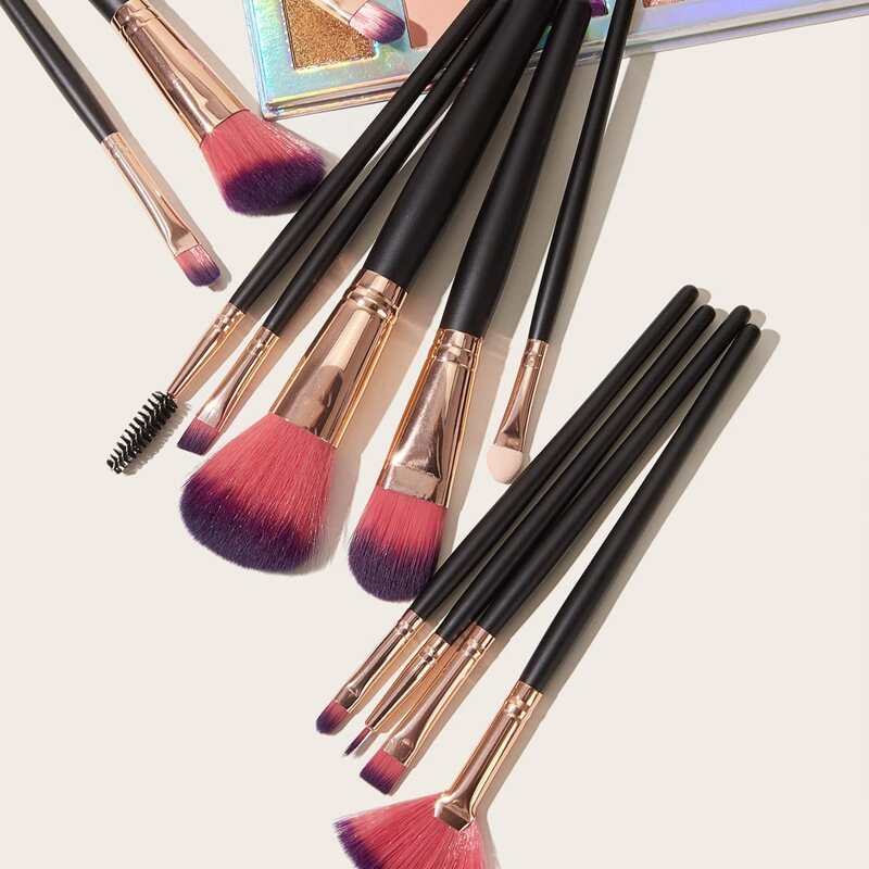 

12pcs Duo-fiber Makeup Brush Set, Black