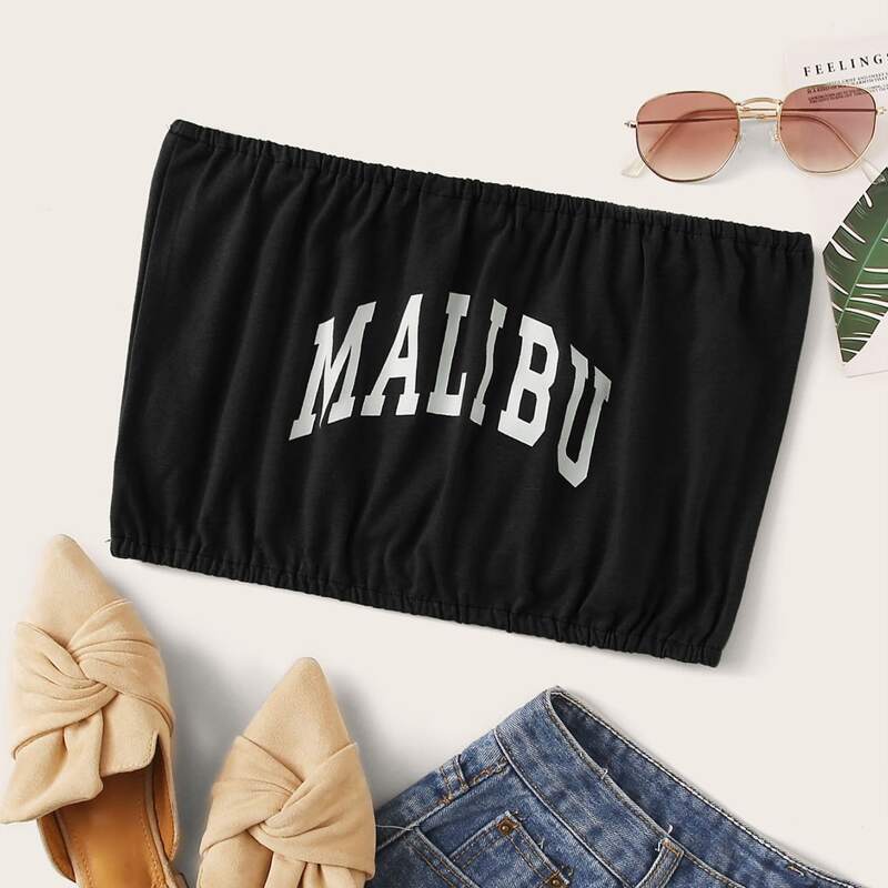 

Letter Graphic Black Tube Top