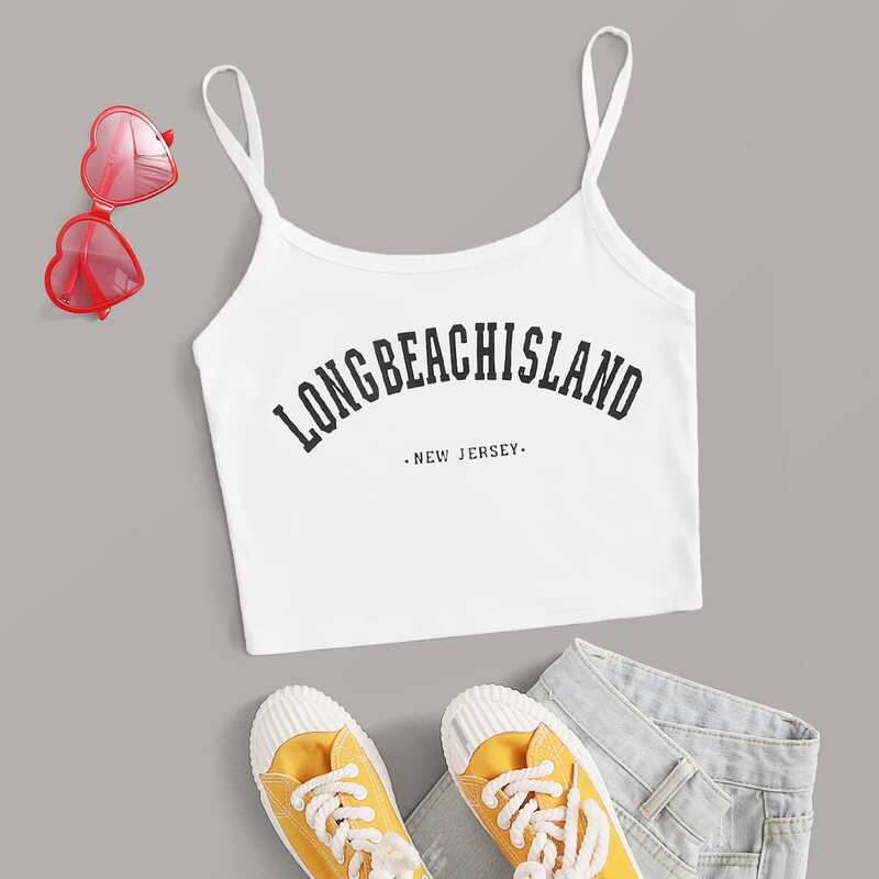 

Letter Graphic Crop Cami, White