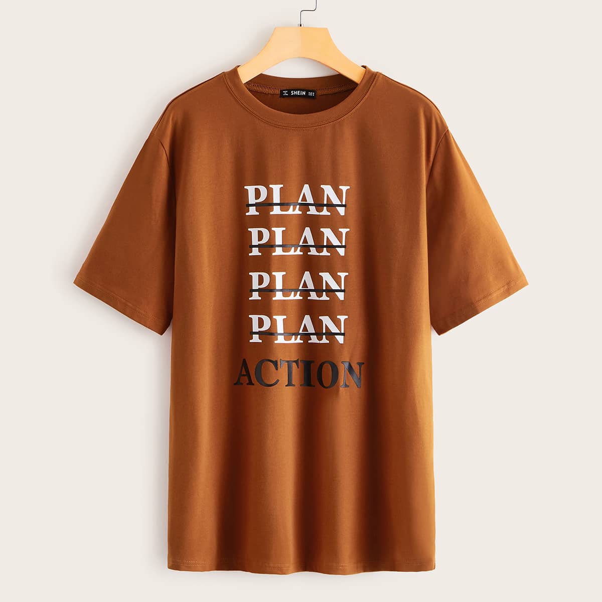 

Short Sleeve Letter Graphic Top, Brown