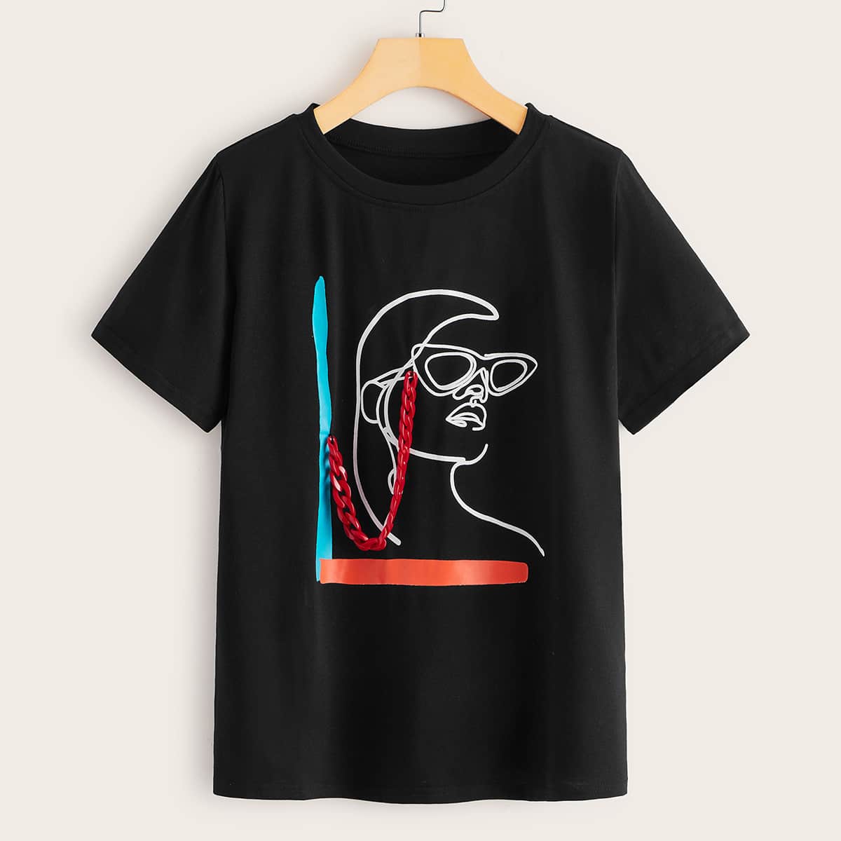 

Figure Graphic Round Neck Tee, Black