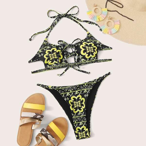 

Tribal Tanga Bikini Swimsuit, Multicolor