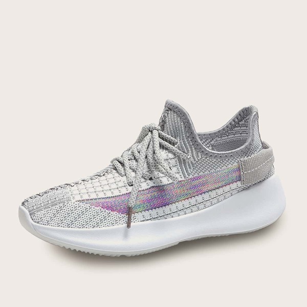 

Colorblock Lace-up Front Sneakers, Grey