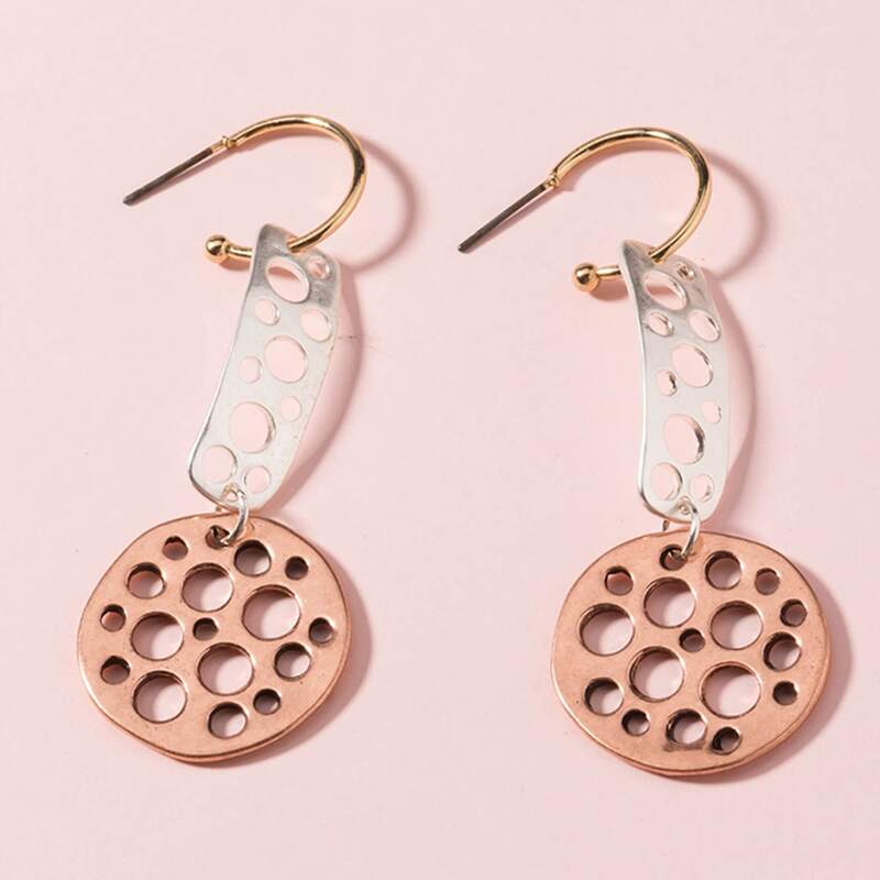 

1pair Hollow Out Geometric Drop Earrings, Multicolor