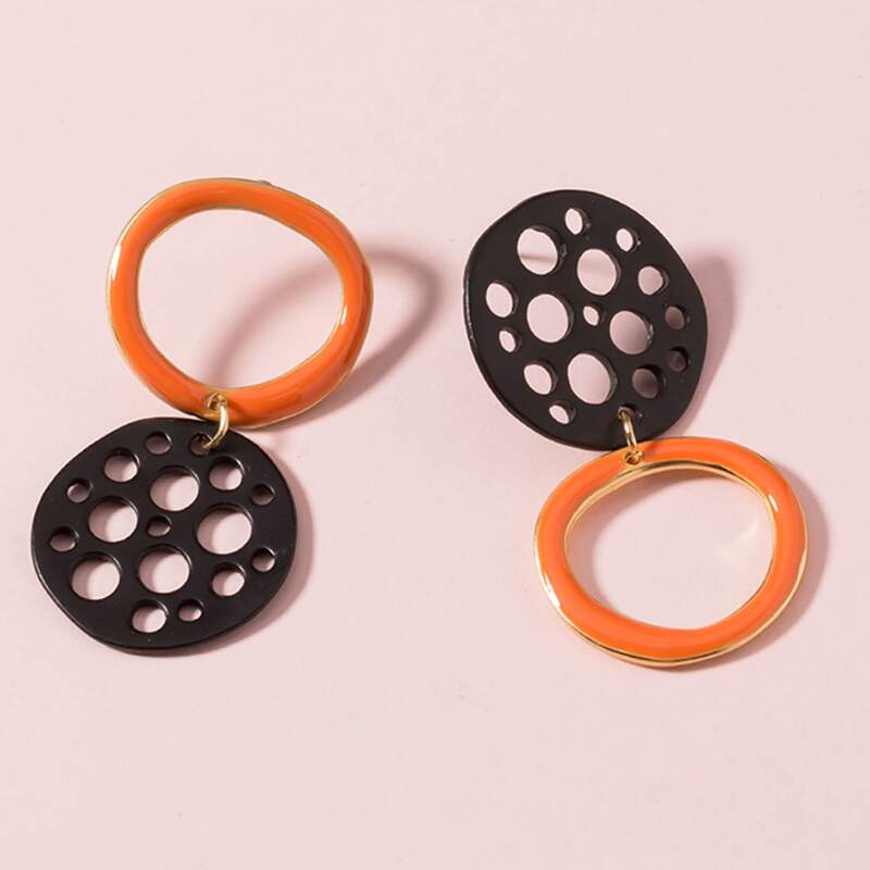 

1pair Hollow Out Geometric Drop Earrings, Multicolor