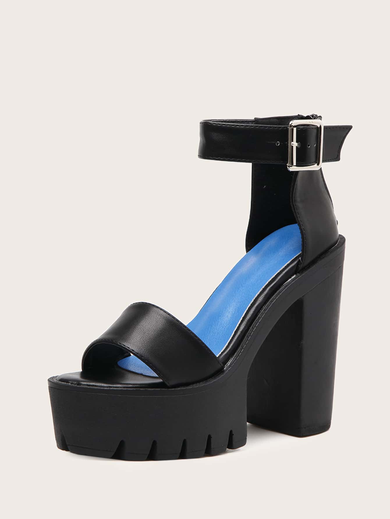 Es Esto Lo Nuevo de Tacones gruesos minimalista con tira tobillera ?? |  ROMWE