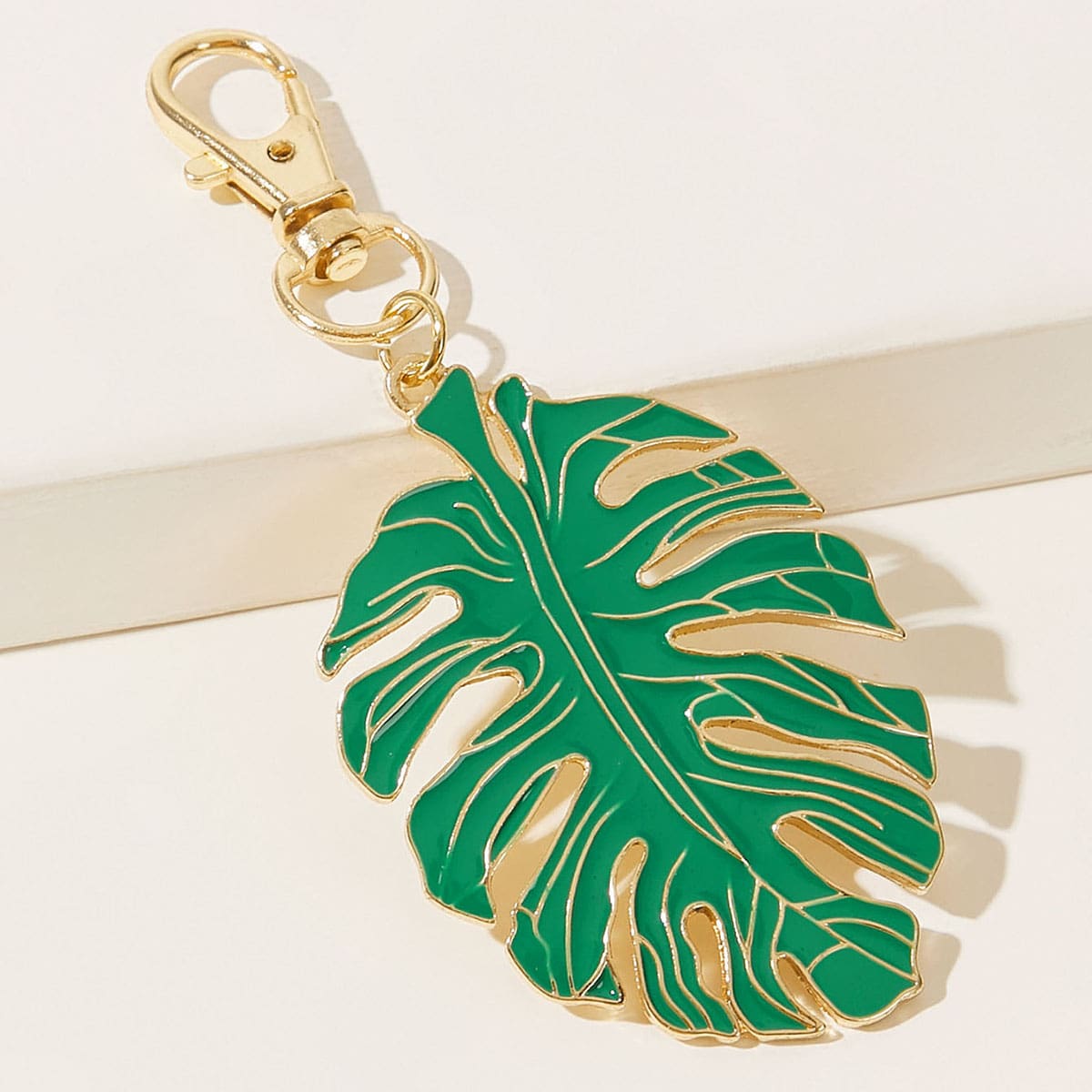 

Leaf Charm Keychain, Green