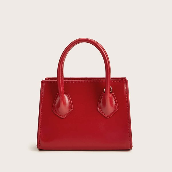 

Mini Minimalist PU Satchel Bag, Red