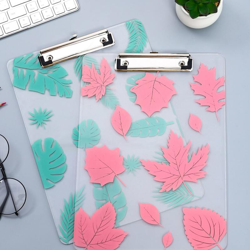 

1pc Leaf Print Clear File Clipboard