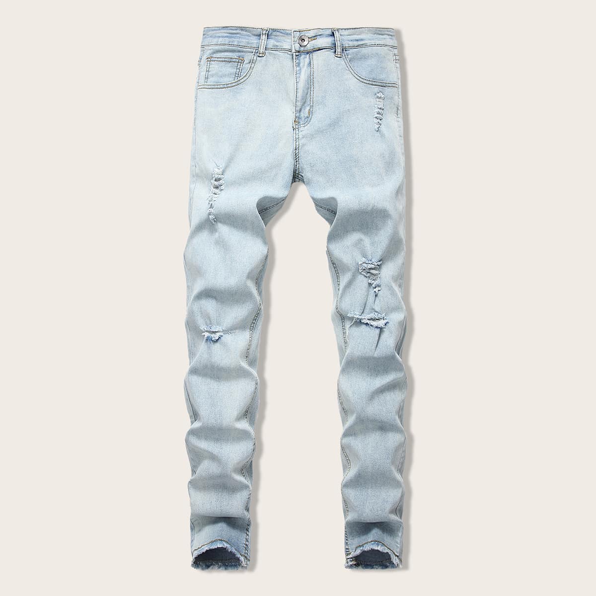 

Guys Zip Fly Ripped Skinny Jeans, Blue