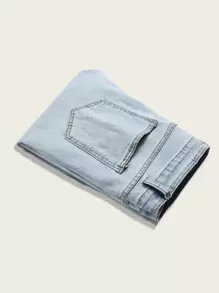 Manfinity Jeans ajustados rotos de hombres con cremallera - Azul - Ver 3