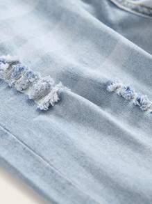 Manfinity Jeans ajustados rotos de hombres con cremallera - Azul - Ver 4