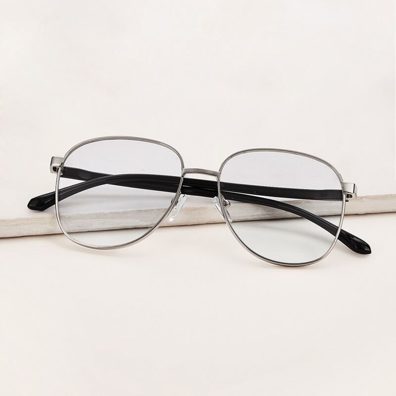 Metal Frame Glasses, Silver