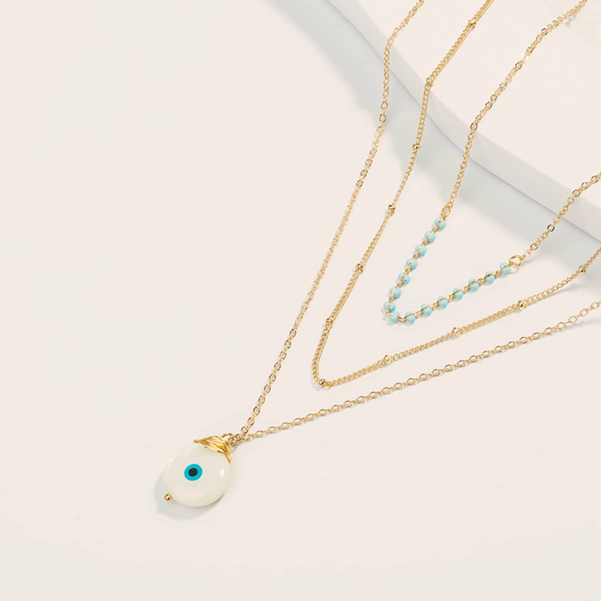 

1pc Eye Charm Layered Necklace, Multicolor