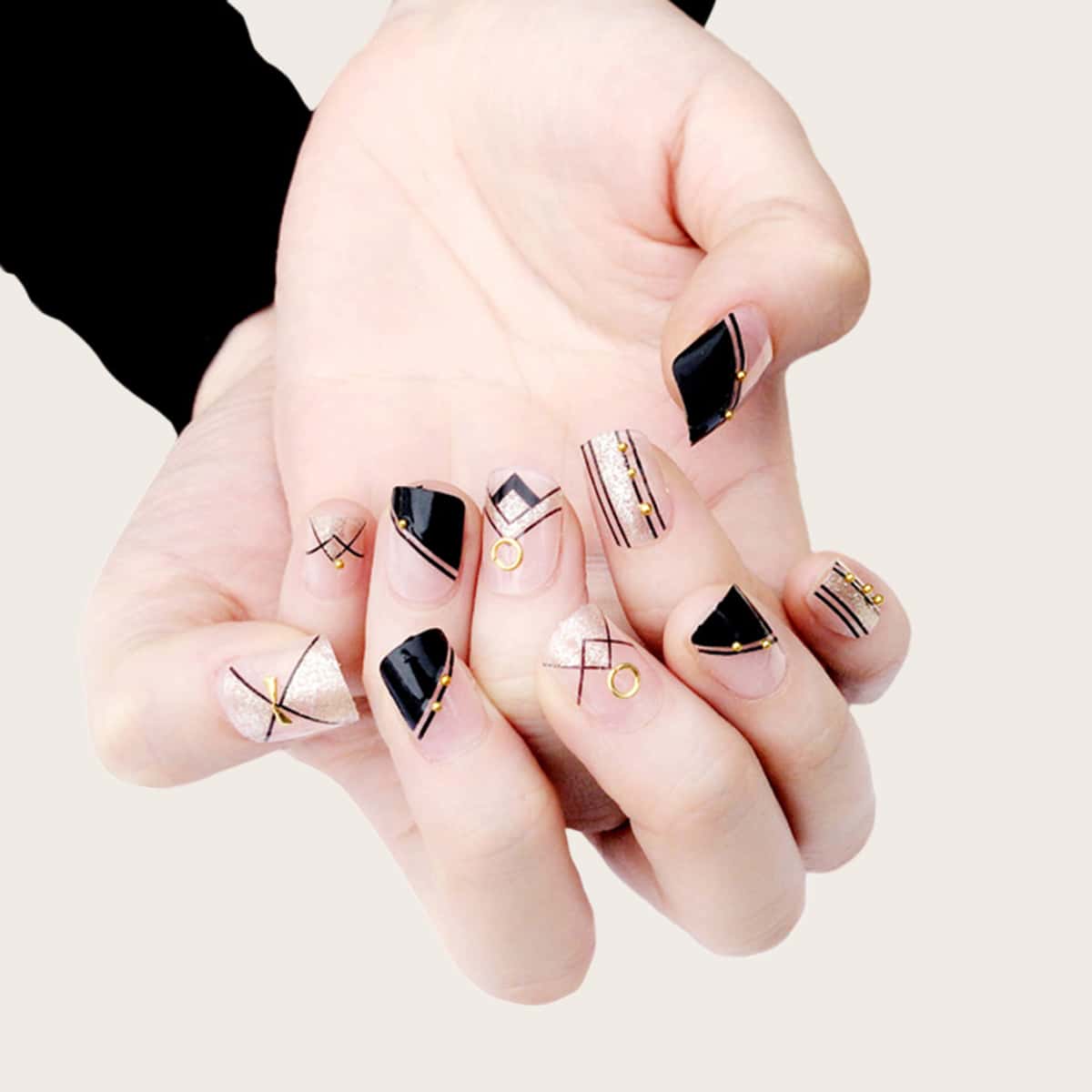 

24pcs Glitter Fake Nails, Multicolor