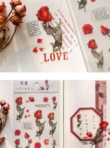 1pack Random Flower Print Sticker - Multicolor - View 3