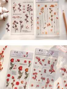 1pack Random Flower Print Sticker - Multicolor - View 7