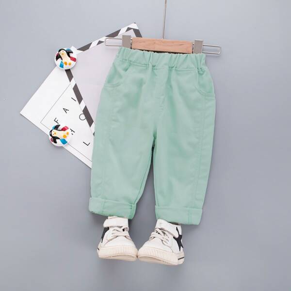 

Toddler Boys Elastic Waist Solid Pants, Green