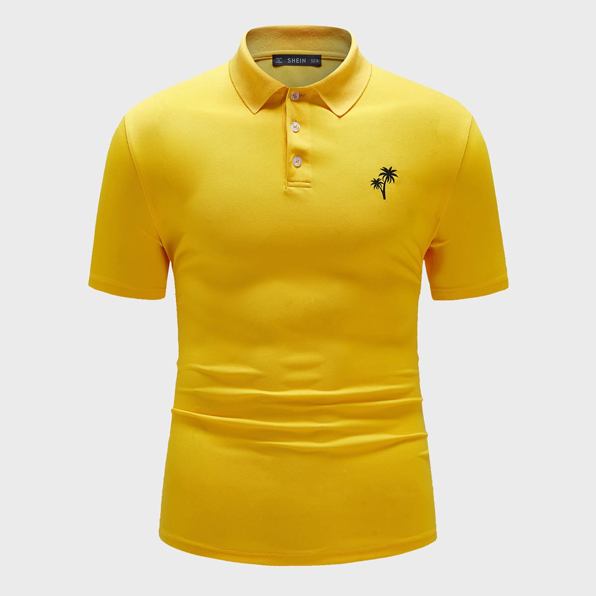 

Guys Coconut Tree Print Polo Shirt, Yellow
