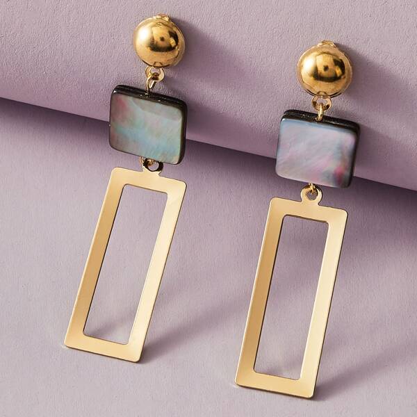 

1pair Geometric Drop Earrings, Gold