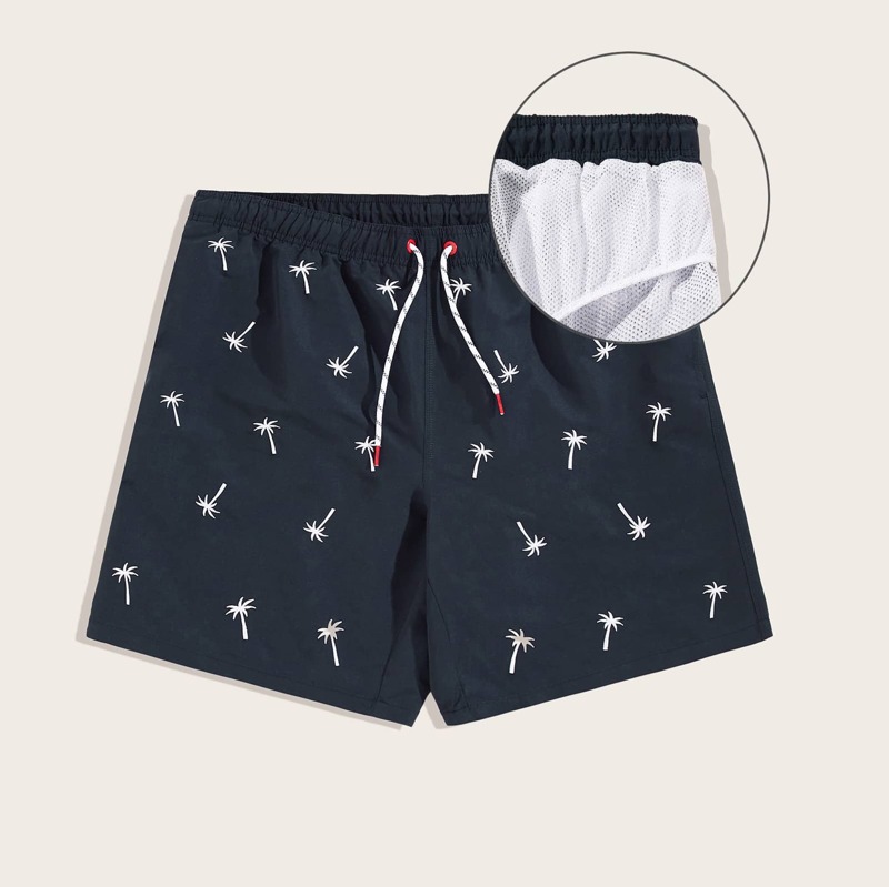 

Guys Tropical Print Drawstring Shorts, Navy blue