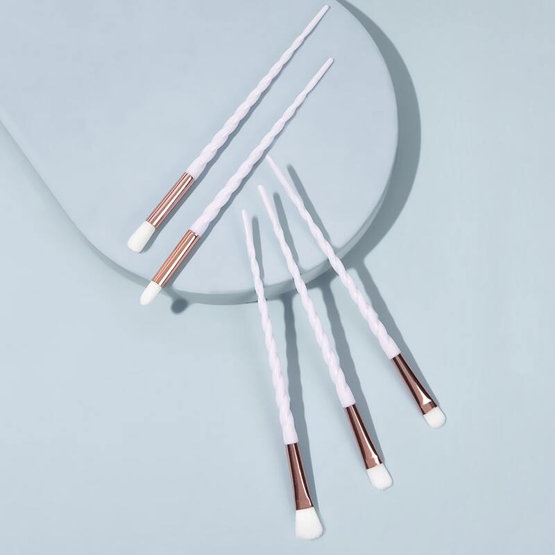

5pcs Spiral Handle Eye Makeup Brush Set, White