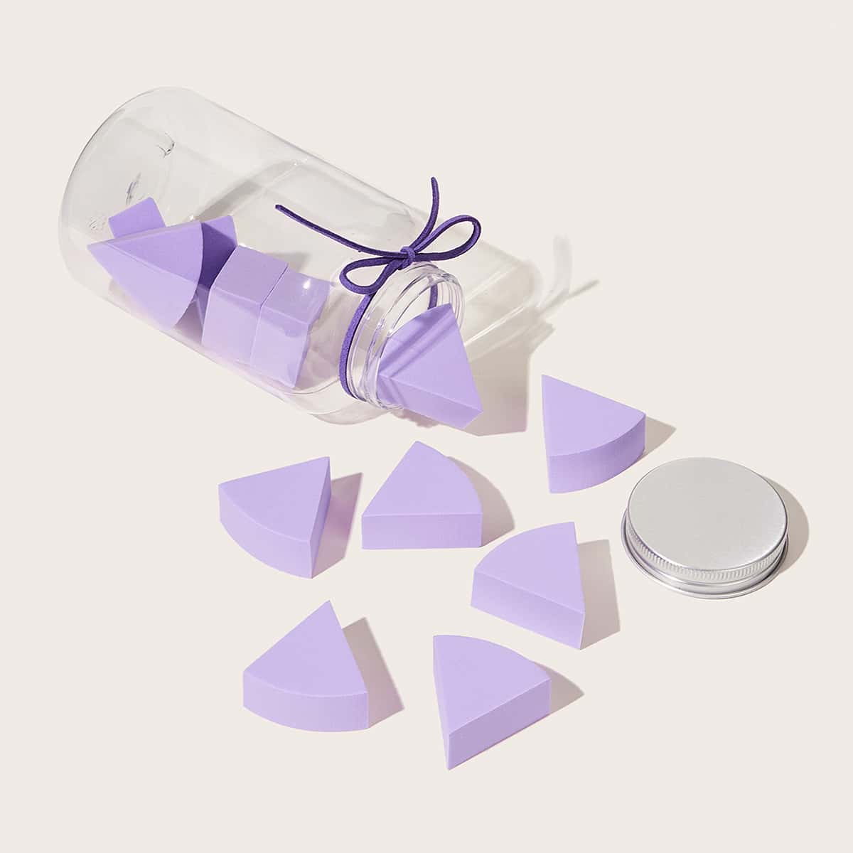 

12pcs Facial Cleansing Sponge With Bottle, Purple