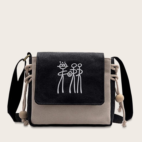 

Color Block Canvas Crossbody Bag, Multicolor